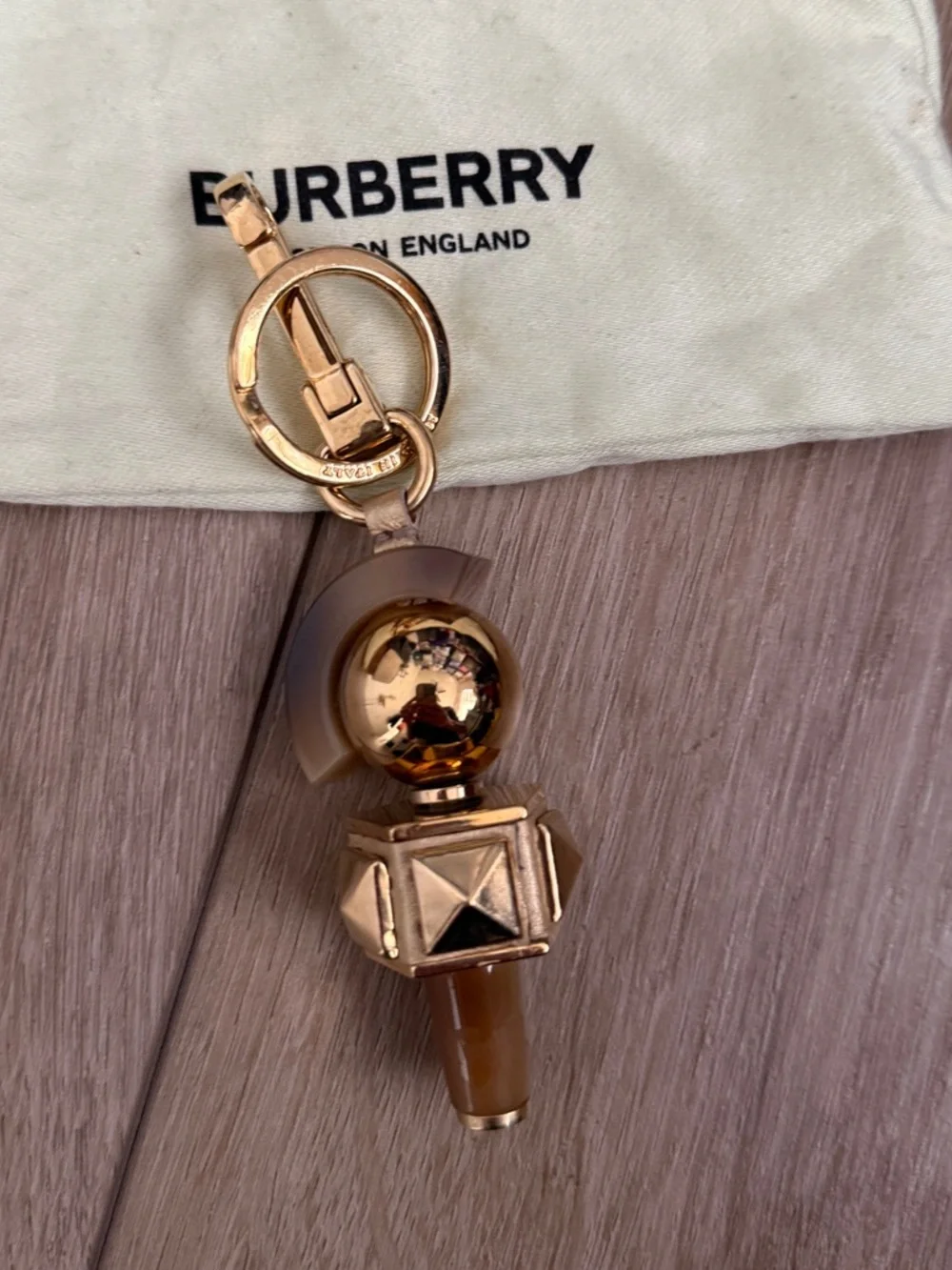 Burberry Gold Studded Bag Charm Keychain Punk Y2K Designer Accessory
